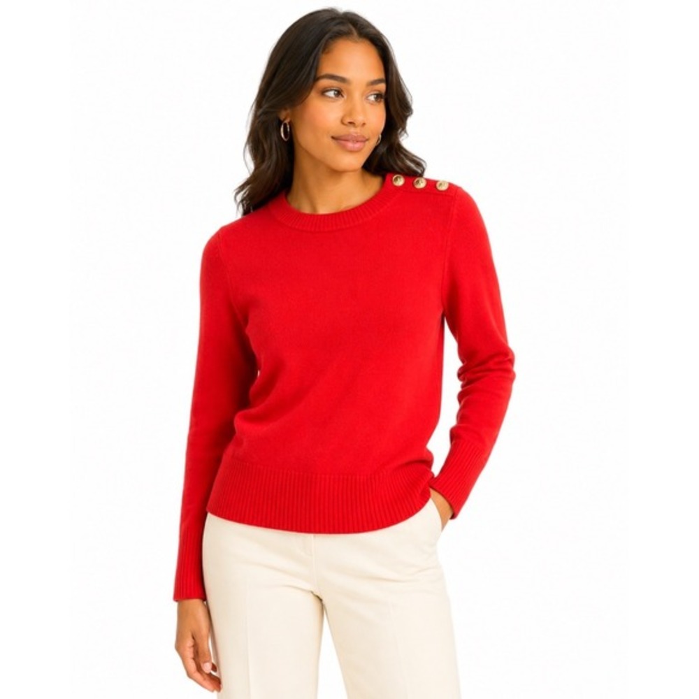 Fenn Wright Manson Orange Cashmere Sweater Button Shoulder Crew Neck S 62-35